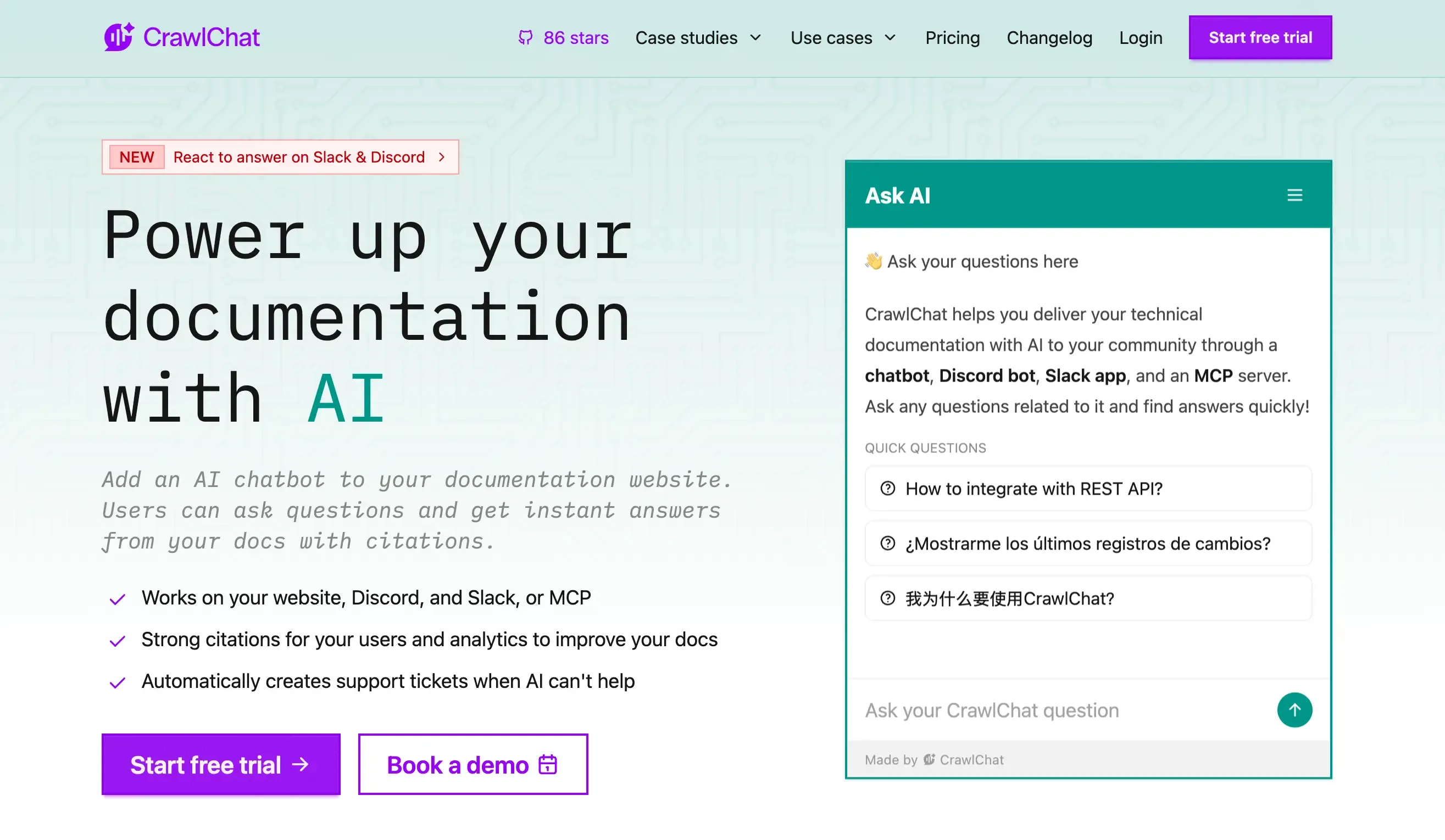 Screenshot of CrawlChat